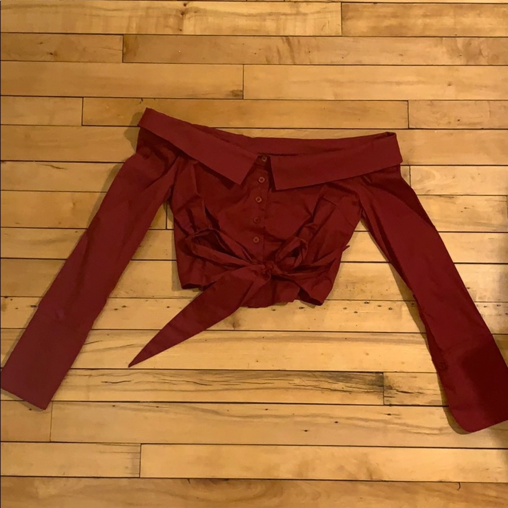 Off the shoulder button crop top